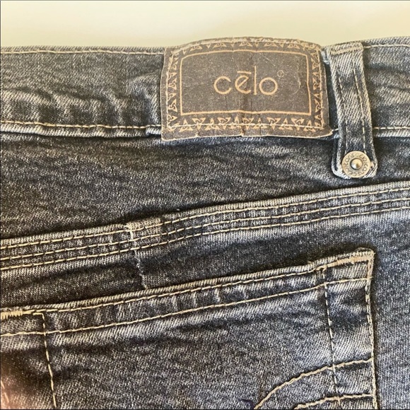 Y2K Celo Black/ Gray Bell Bottoms Lace Jeans 10 - Picture 5 of 6